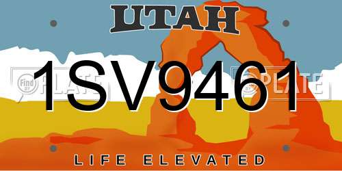 1SV9461 Utah License Plate