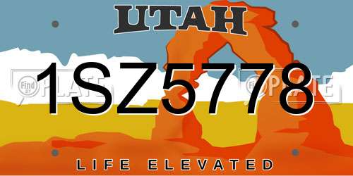 1SZ5778 Utah License Plate