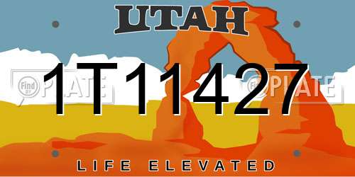 1T11427 Utah License Plate