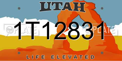 1T12831 Utah License Plate