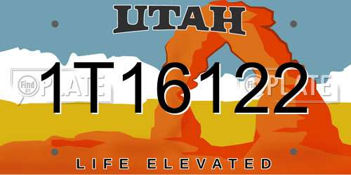 1T16122 Utah License Plate