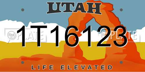 1T16123 Utah License Plate
