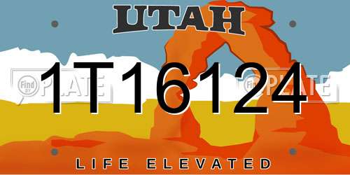 1T16124 Utah License Plate