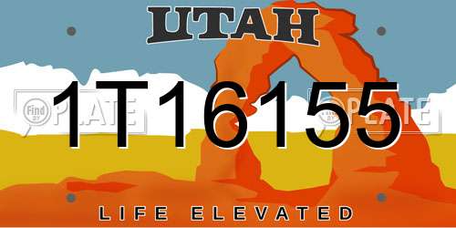 1T16155 Utah License Plate