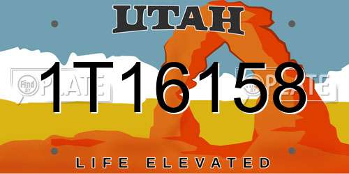 1T16158 Utah License Plate