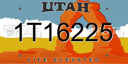 1T16225 Utah License Plate