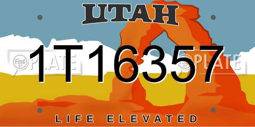 1T16357 Utah License Plate