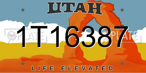 1T16387 Utah License Plate