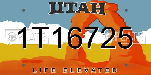 1T16725 Utah License Plate