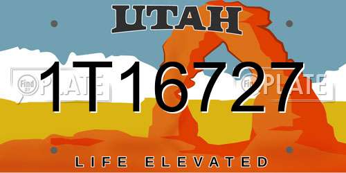 1T16727 Utah License Plate