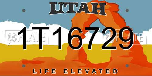 1T16729 Utah License Plate