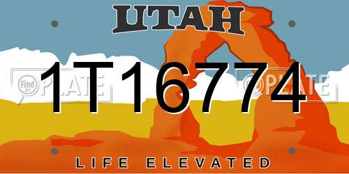 1T16774 Utah License Plate