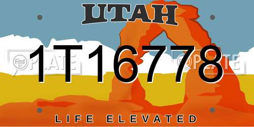 1T16778 Utah License Plate