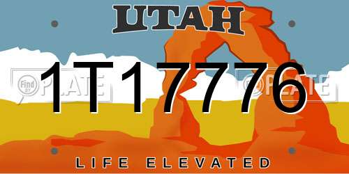 1T17776 Utah License Plate