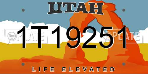 1T19251 Utah License Plate