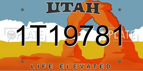 1T19781 Utah License Plate