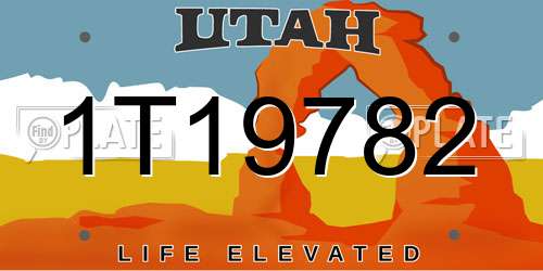 1T19782 Utah License Plate