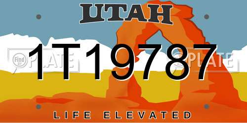 1T19787 Utah License Plate