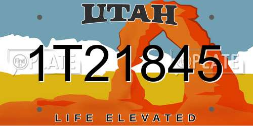 1T21845 Utah License Plate
