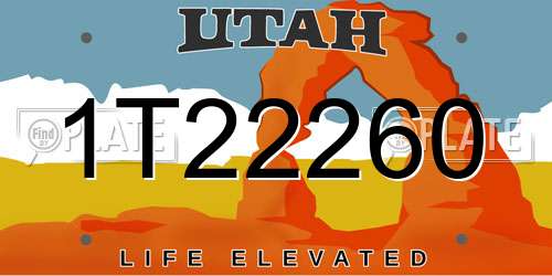 1T22260 Utah License Plate