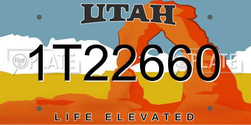 1T22660 Utah License Plate