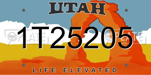 1T25205 Utah License Plate