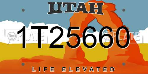1T25660 Utah License Plate
