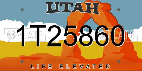 1T25860 Utah License Plate