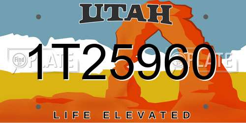 1T25960 Utah License Plate