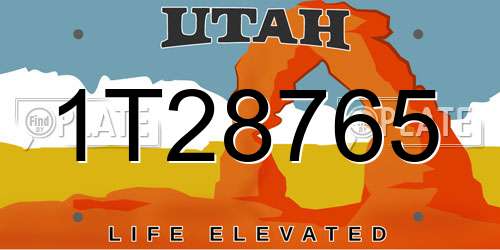 1T28765 Utah License Plate