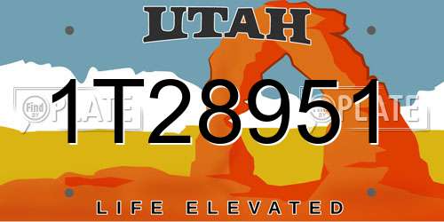 1T28951 Utah License Plate
