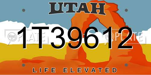 1T39612 Utah License Plate