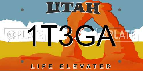 1T3GA Utah License Plate