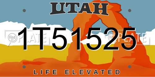 1T51525 Utah License Plate