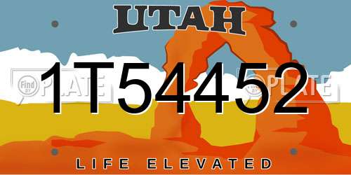 1T54452 Utah License Plate