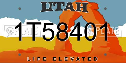 1T58401 Utah License Plate