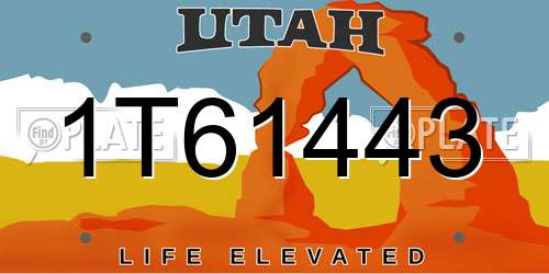 1T61443 Utah License Plate