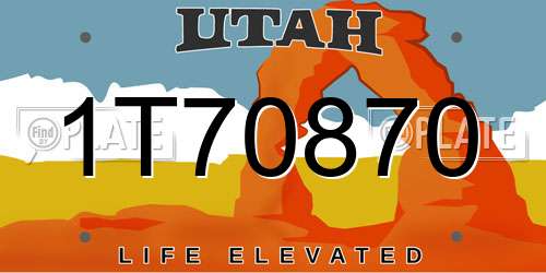 1T70870 Utah License Plate