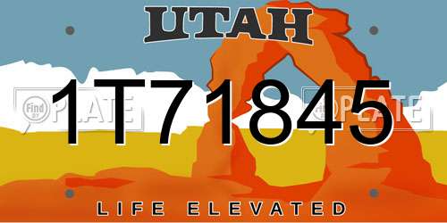 1T71845 Utah License Plate