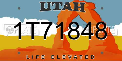1T71848 Utah License Plate