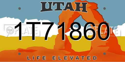 1T71860 Utah License Plate