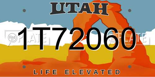 1T72060 Utah License Plate