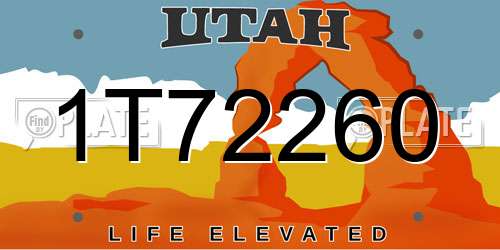 1T72260 Utah License Plate