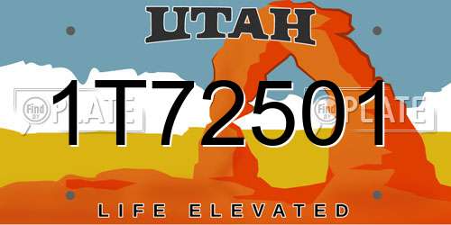 1T72501 Utah License Plate