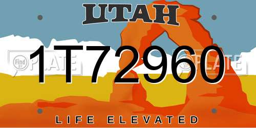 1T72960 Utah License Plate