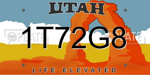 1T72G8 Utah License Plate