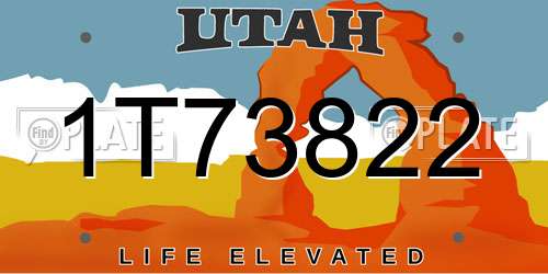 1T73822 Utah License Plate
