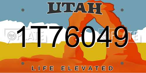 1T76049 Utah License Plate