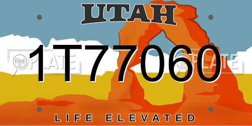 1T77060 Utah License Plate