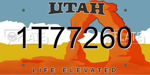 1T77260 Utah License Plate